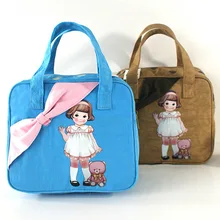 Bento Box, сумка, поперечная граница,, милая парусиновая прогулочная школьная Сумочка, Детская квадратная сумка для обедов