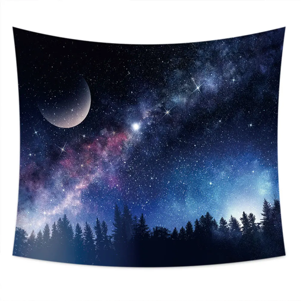 

Starry Sky Galaxy Wall Tapestry Moon Forest Scenery Hanging Wall Tapestries Aesthetic Boho Wall Decor Bedroom Wall Decor Bedroom