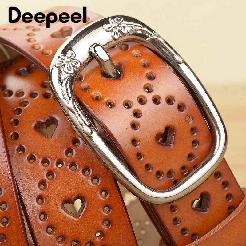 Deepeel/1 шт., 2,8*105-120 см, женская мода, сердце, полый кожаный ремень, второй слой, Воловья кожа, сплав, пряжка, Повседневный, дикие джинсы, пояс