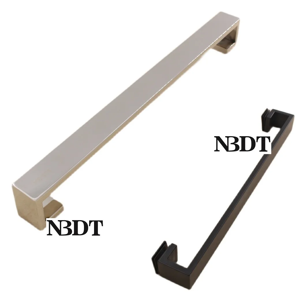 

2Pcs Shiny Polished Matte Black Rectangle Flat Bar Pull For Glass Door Shower Enclosure