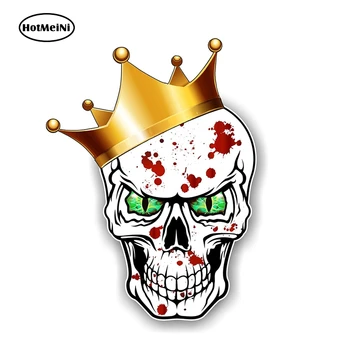 

HotMeiNi 13cm x 9.9cm Gothic King of Skulls with Green Evil Eyes and Crown Blood Splatter Motif External Vinyl Car Stickers