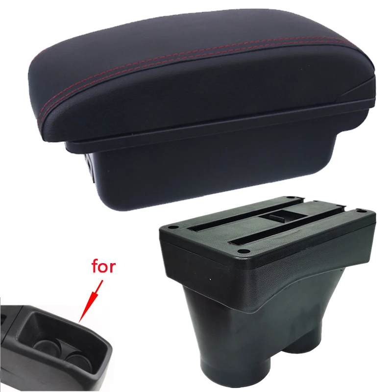 Ztuaalui Car Armrest Box,For Peugeot 208 2014-2018 USB Charging LED Light Arm Rest Rotatable Centre Console Storage Box Car-Styling 