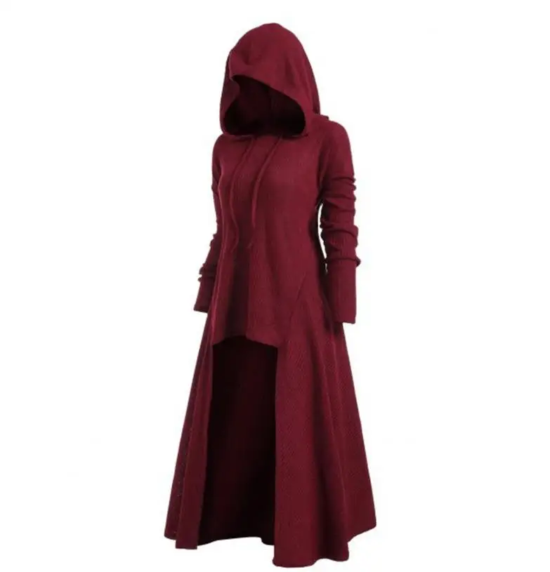 Платье женское халат готический с капюшоном на шнурке негабаритный 5XL Женские длинные пуловеры