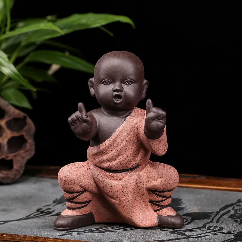 Details about   4Pc Chinese Tea Pet Little Buddha Statue Monk For Kung Fu Tea Tray Decor 