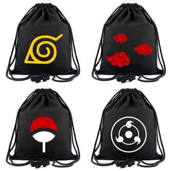 

Uzumaki Naruto Akatsuki Sharingan Student canvas bag Naruto drawstring bag anime Backpack
