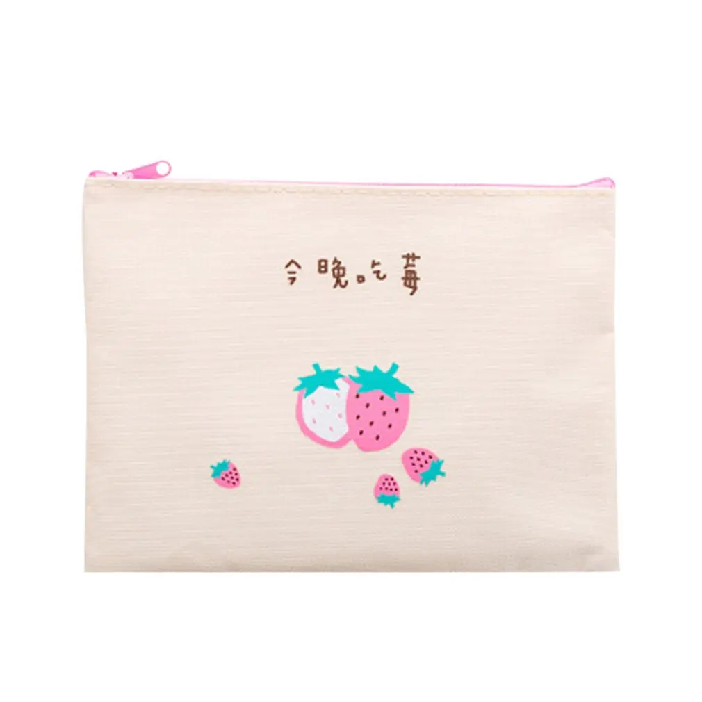 little Strawberry Сумка для документов на молнии, милый студенческий холст, учебная сумка, канцелярские принадлежности, перо, сумка, школьный органайзер для офисных принадлежностей, сумка - Цвет: little Strawberry
