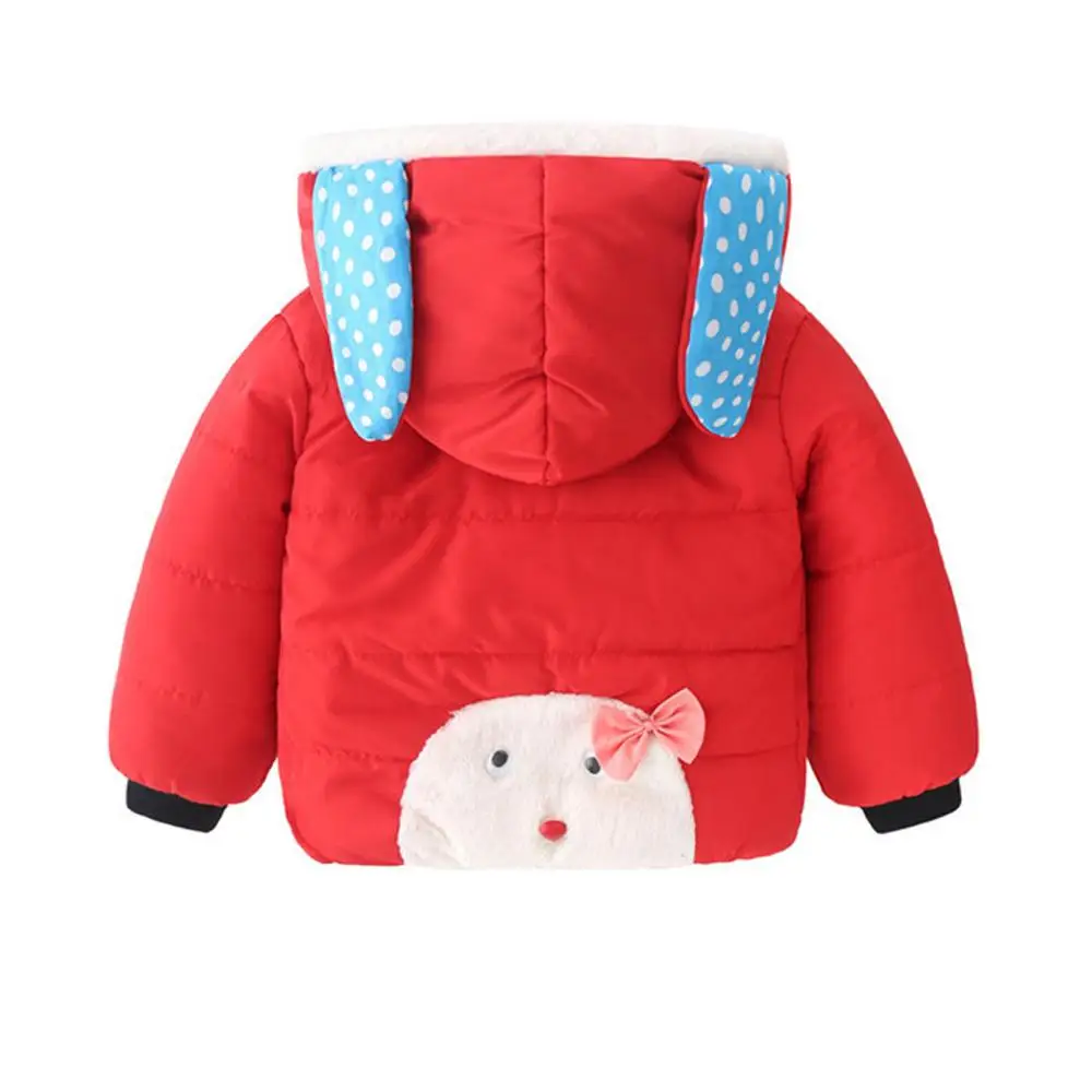 Пальто с капюшоном и рисунком кролика для новорожденных девочек, куртка, верхняя одежда, теплая одежда