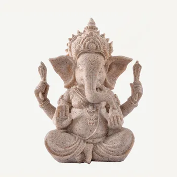 

HeyMamba Sandstone Elephant Statue Sculpture India Ganesha Buddha Figurine Hindu Buddhism Home Decoration