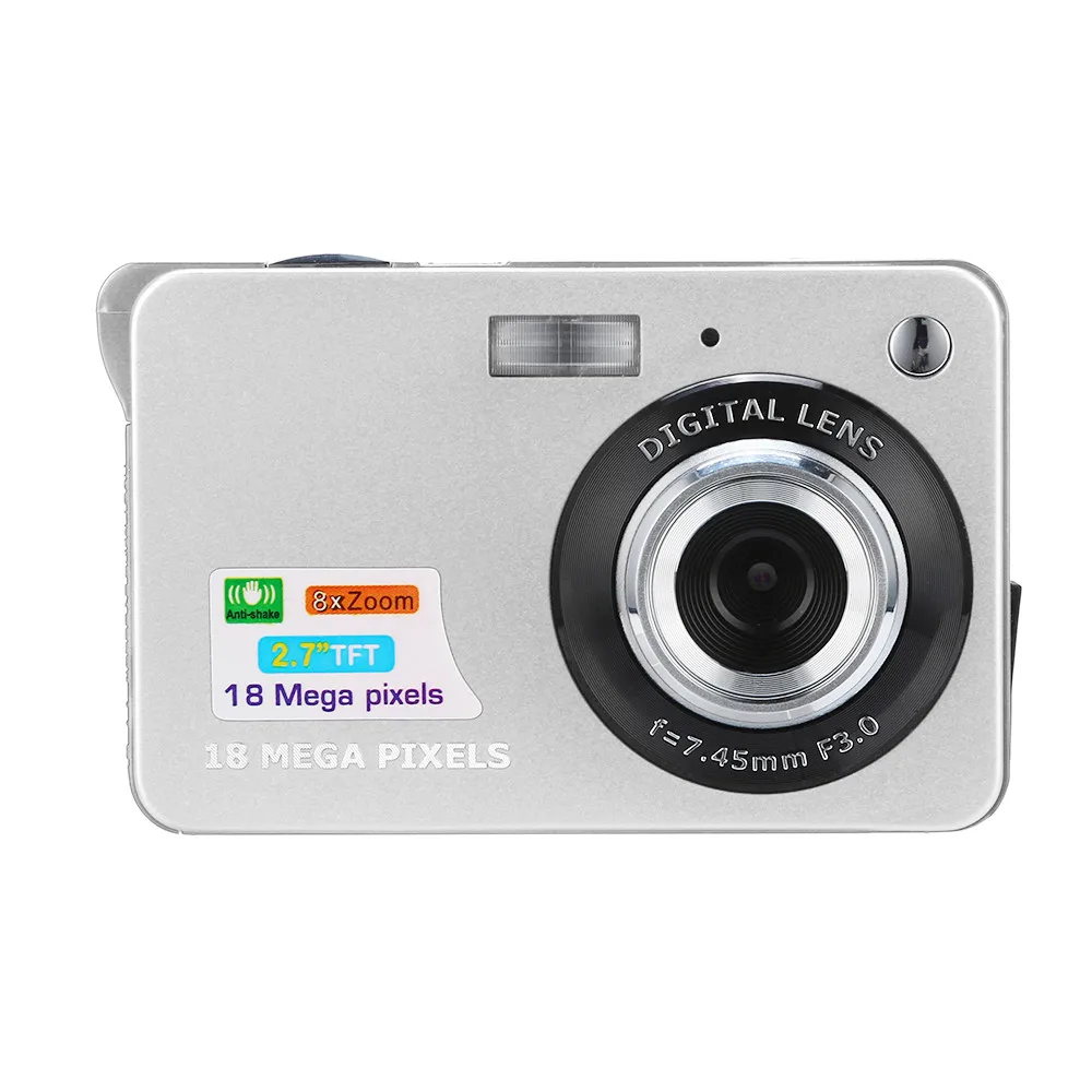 Silver 2.7HD экран Цифровая камера 18MP анти-встряхивание распознавание лица видеокамера пустой анти-встряхивание улыбка захват 8X цифровой зум - Цвет: Silver