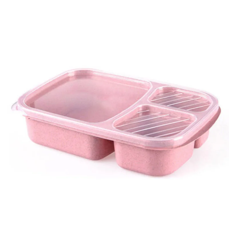 

Wheat Straw 3 Compartment Meal Storage Food Prep Microwave Bento Lunch Box Food Container Storage Box for Kids Adult FPing