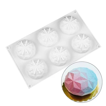 

3D Silicone French 6 Link Delicate Diamond Mousse Cake mold DIY baking oven Decorating Accessories Tools