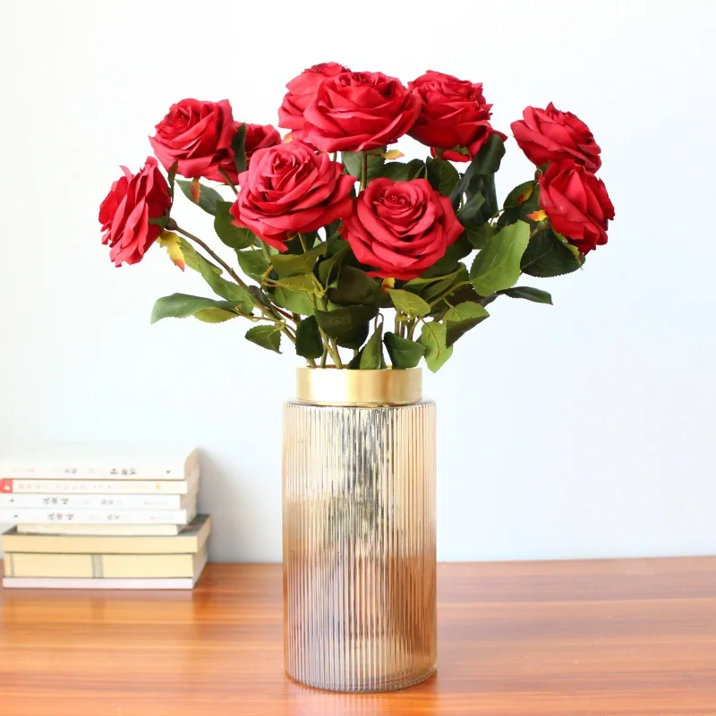 

Single Stem New York Rose Large Imitation Flowers Silk Flower Preserved Fresh Flower Decorative Flower Amazon AliExpress Supply