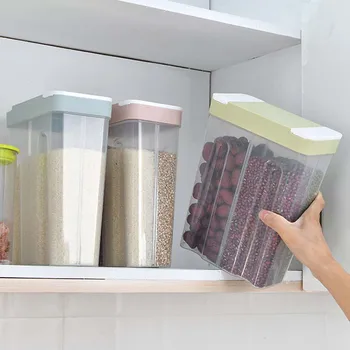 

Household Rice Bucket Kitchen Items Organizer Boxes Food Containers Refrigerator Sub-Format Transparent Storage Box Cans