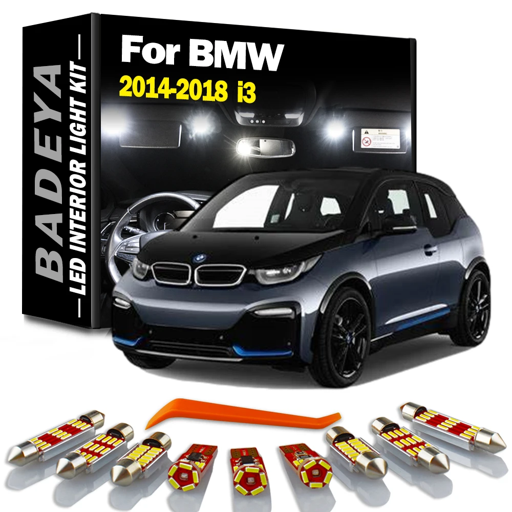 

BADEYA 9 шт. Canbus безошибочный женский светильник для 2014 2015 2016 2017 2018 BMW i3 перчаточный ящик купольная карта лампа