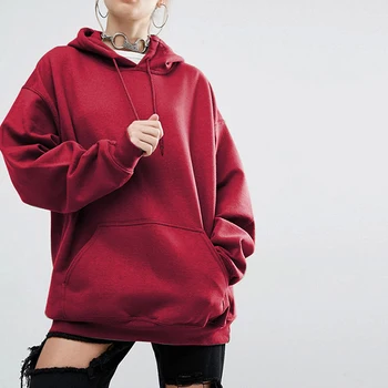 

2019 Autumn/winter New Loose Pure Color Hooded Bat-sleeved Hoodies Women Long Sleeve Hoodie Harajuku Sweatshirts Women