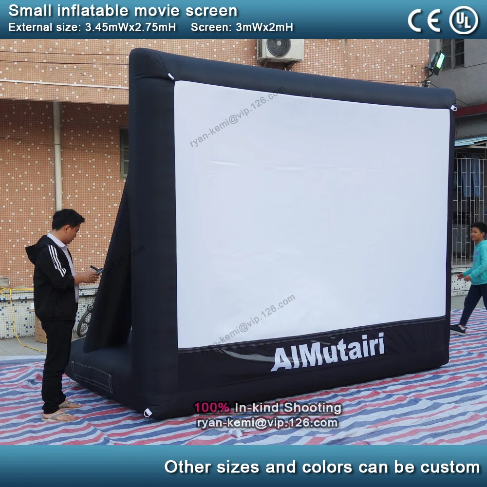12ft экран 3.45mWx2.75mH маленький надувной киноэкран передняя задняя проекция Портативный надувная пленка экран наружное Кино ТВ