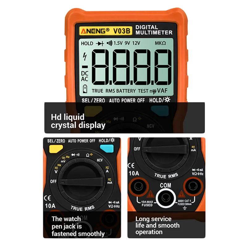 ANENG V03B цифровой мультиметр тестер lcd 4000 отсчетов Multimetro Авто Диапазон AC/DC Porfessional Амперметр Вольтметр HR