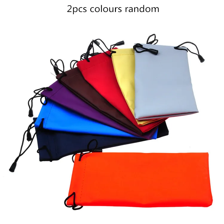 2pcs colors random Мягкая ткань пылезащитные очки сумка для переноски водонепроницаемый шнурок солнечные очки футляр для очков футляр аксессуары для очков - Цвет: 2pcs colors random