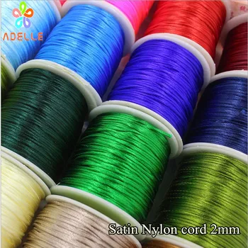 

29 colors Rattail Braided Nylon Cord 2mm Satin string Shamballa Macrame beading Necklace Bracelet DIY Kumihimo string 200 yard