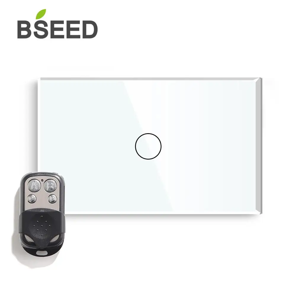 Белый Сенсорный выключатель Bseed US, 1 комплект, 1 способ, 2 способа, дистанционный светильник, 443 МГц, пульт дистанционного управления, кристаллическая панель, умный переключатель, включает Пульт дистанционного управления - Цвет: Белый