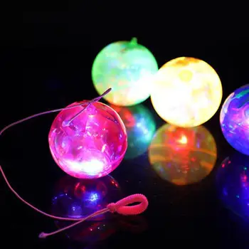 

GloryStar 6.5CM LED Flashing Rubber Bouncing Ball Luminous Ball with Rope Colorful Crystal Ball Stress Ball Ligting Toys