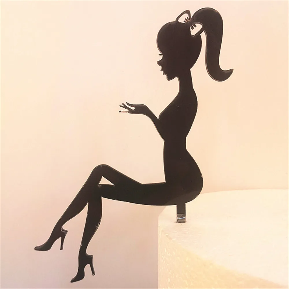 

High Heels Lady Girl Acrylic Cake Topper Wedding Decor, High Heels Lady Silhouette Cake Topper,Birthday Party Supplies Sign