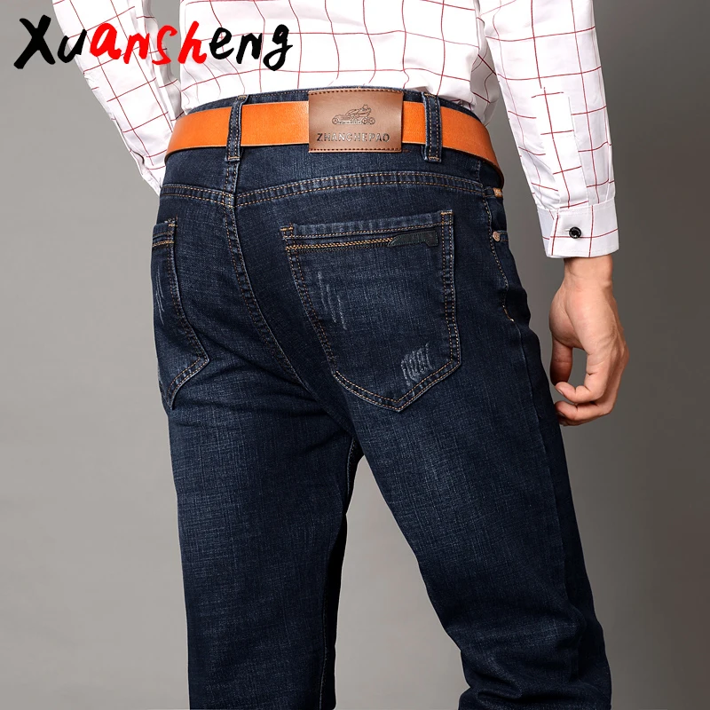 

Xuan Sheng straight men's jeans 2019 classic black streetwear clothing loose fat legs stretch comfortable cat long pants jeans