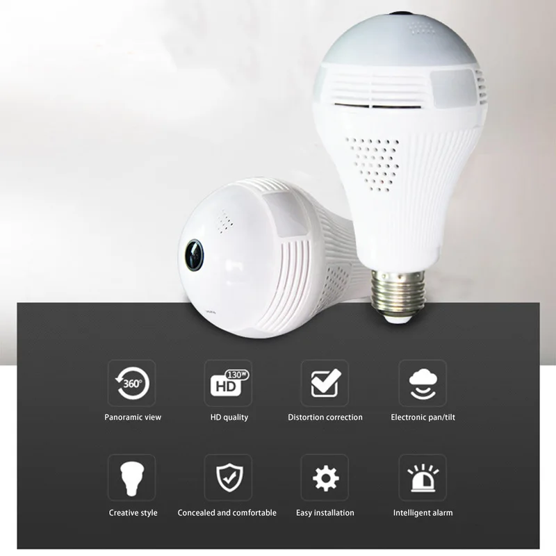 

LED Light 960P Wireless Panoramic Home Security WiFi CCTV Fisheye Bulb Lamp IP Camera 360 Degree Home Security Burglar