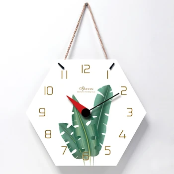 

Large Wall Clock Modern Design Wall Clocks Green Plant Antler Pattern Home Decoration Silent Decor Dining Room B50