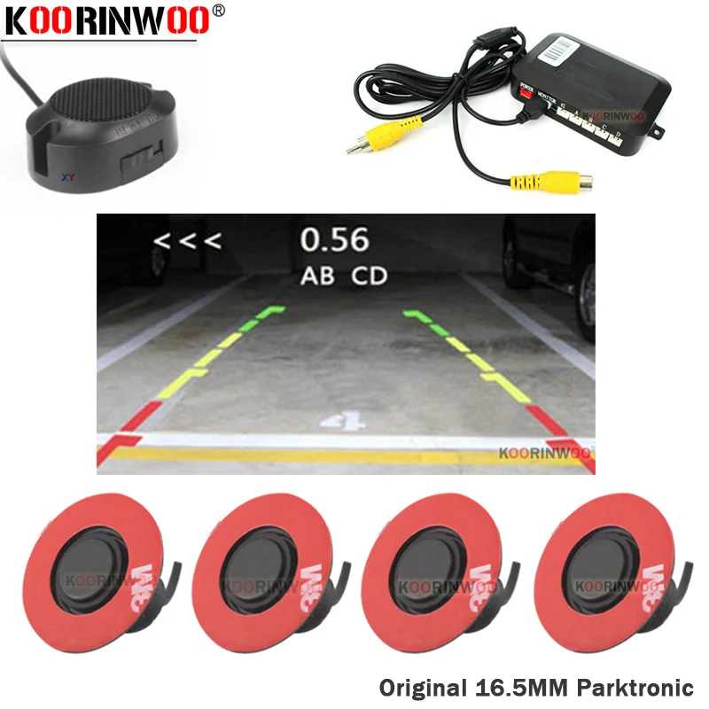 Koorinwoo 16,5 мм плоский поворот парктроник автомобильный Видео парковочный сенсор Обратный радары автомобильный детектор помощь видео система 12