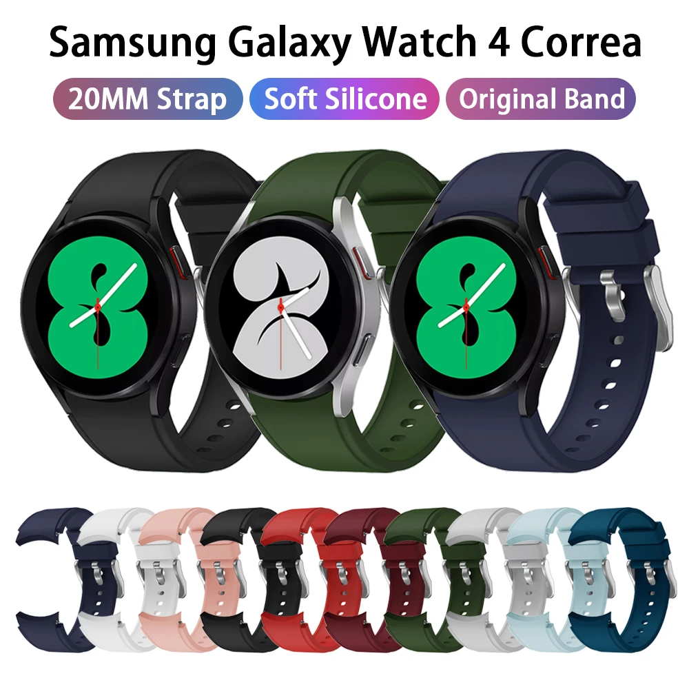 

20mm Silicone Band for Samsung Galaxy Active 2 strap for Samsung Galaxy wwatch4 40MM/44mm/ classic 42MM/46mm bracelet strap
