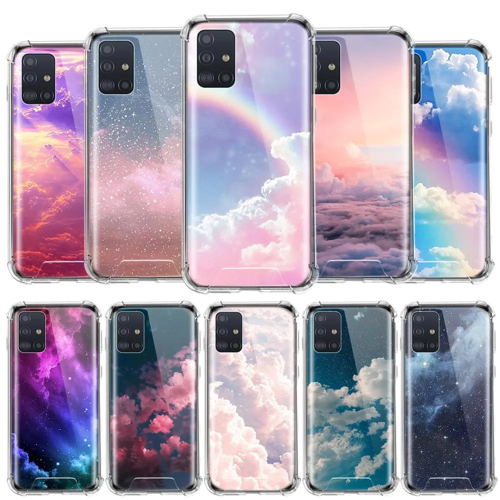 Цветной Радужный чехол с облаками для Samsung Galaxy A51 A71 A01 A21 M31 A91 S20 ультра 5G подушка