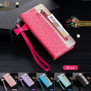 

Fashion Lace Zipper Flip Case For Xiaomi A3 9T Pro Redmi Note 7 Note 8 9 Redmi 7A K20 Pro Leather Stand Card Slots Wallet Cover