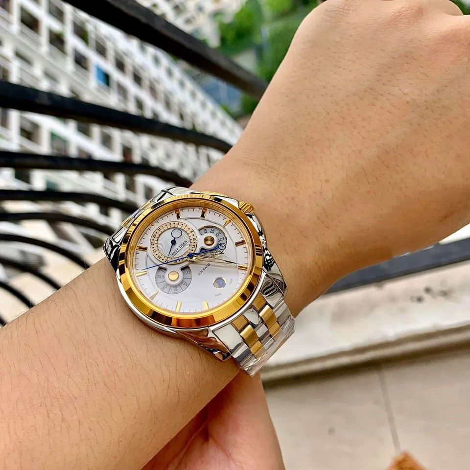 

Reef Tiger/RT Luxury Rose Gold Watches Men's Muti-Functional Dial Quartz Watches with Calendar Moon Phase RGA830