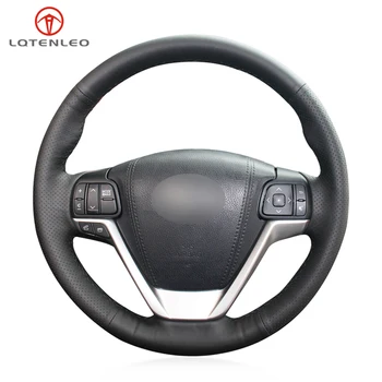

LQTENLEO Black PU Artificial Leather Hand-stitched Car Steering Wheel Cover for Toyota Highlander 2014 - 2019 Sienna 2015-2019