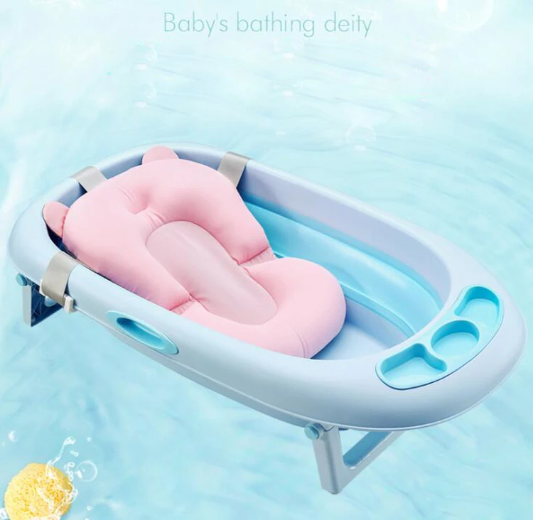 

Portable Baby Bath Tub Mat Newborn Kids Bath Net Safety Comfortable Infant Bath Pad Non-slip Cushion Mat