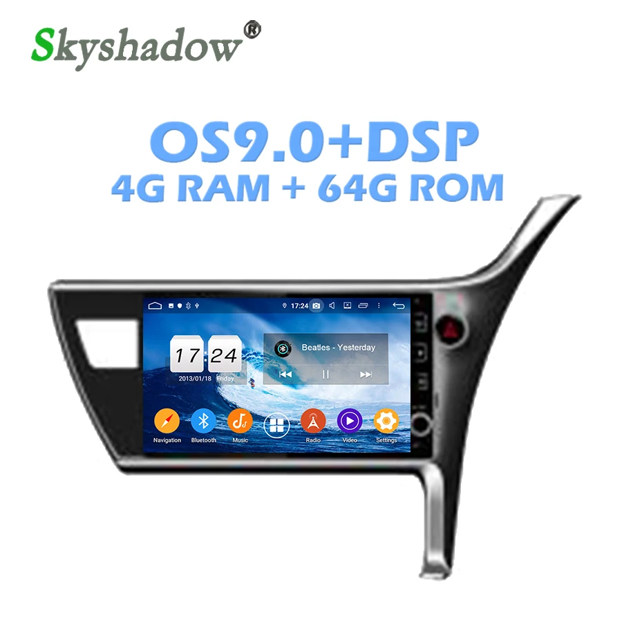 Ips DSP Android 9,0 4 Гб ОЗУ 64 Гб ПЗУ 8 ядерный автомобильный dvd-плеер Wifi Bluetooth 4,2 RDS радио gps карта для Toyota Corolla Innova crystal