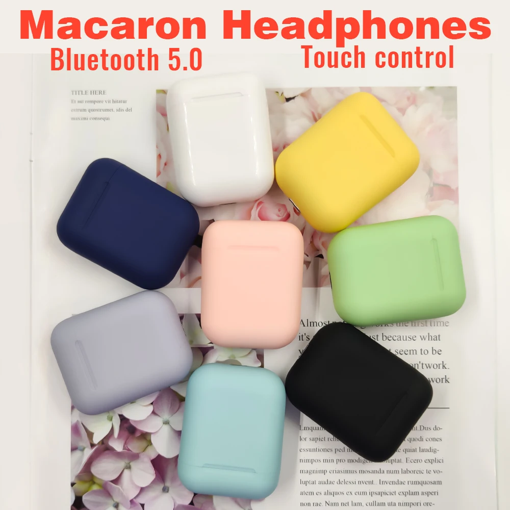 Macaron i12 tws, беспроводные наушники, Bluetooth 5,0, наушники, гарнитура,, сенсорный, всплывающие, настоящие стерео наушники, наушник для телефона