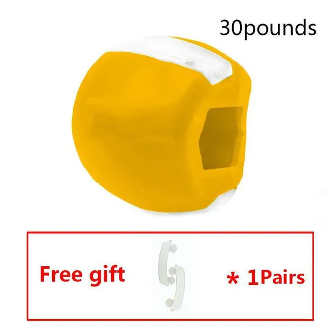Fitness Face Masseter Men Women Facial Pop Go Mouth Jawline Jaw Muscle Exerciser Chew Ball Bite Breaker Training Body Skin Yellow  30lbs
