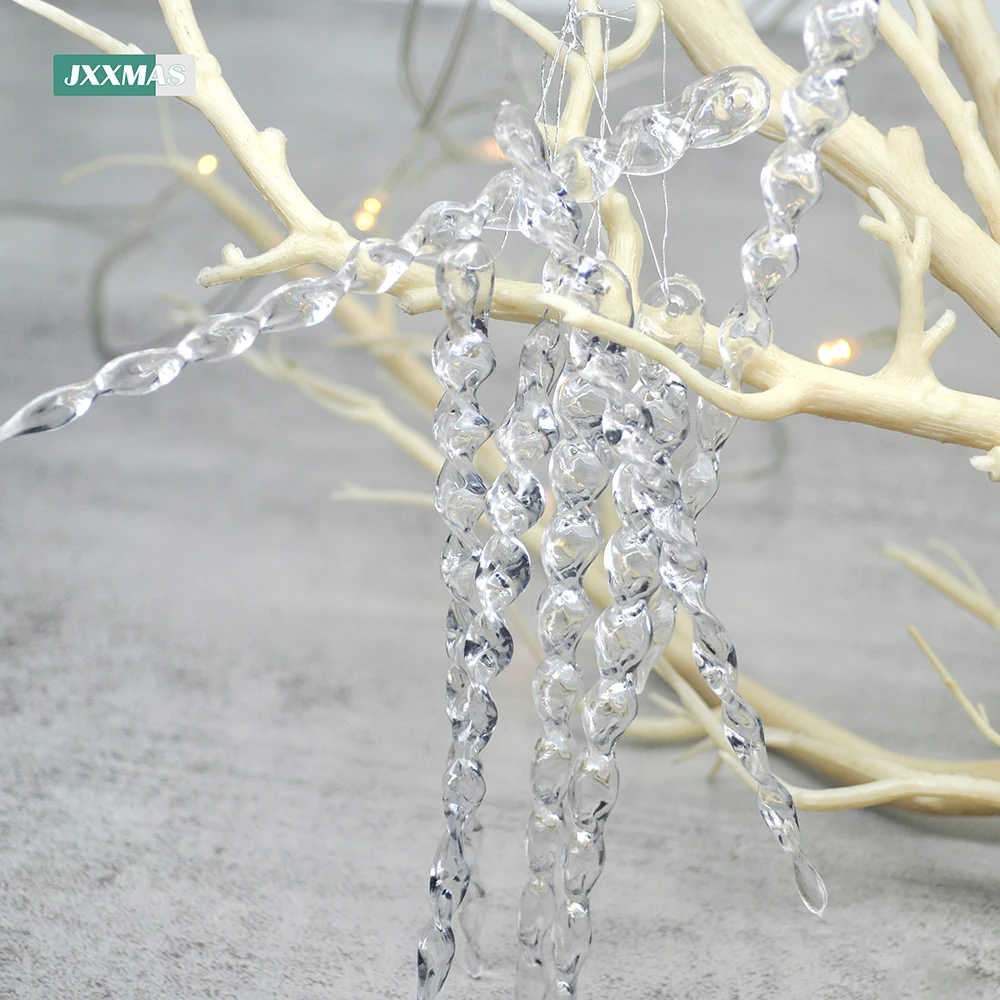 Christmas Simulation Ice Xmas Tree Pendant 12PCS Fake Icicle 13cm Winter Party Christmas New Year Decoration Navidad Christmas decorations
