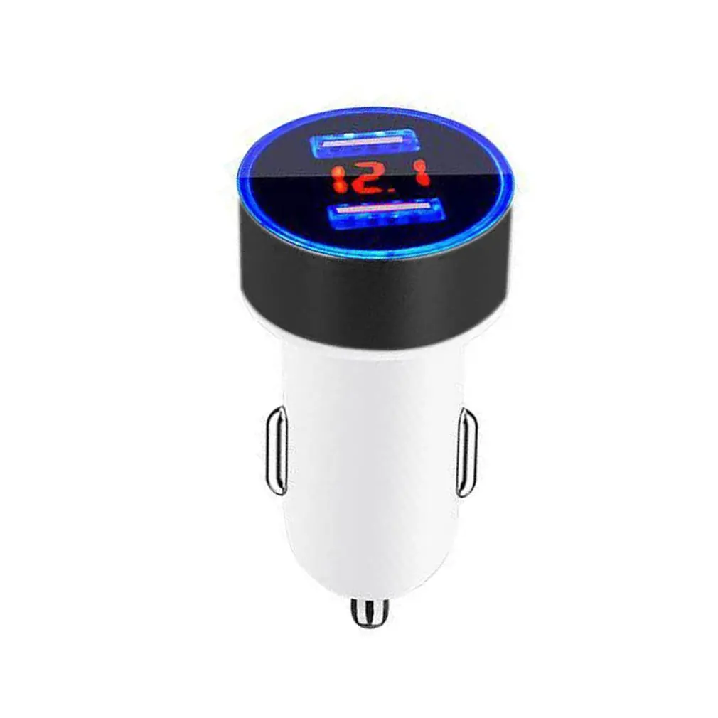 Car Charger 5V 3.1A With LED Display Universal Dual Usb Phone Car-Charger for Xiaomi Samsung S8 iPhone X 8 Plus Tablet etc - Тип штекера: White Black