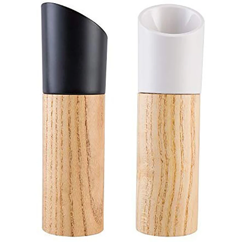 Wooden Set Pococina Salt and Pepper Mills Set Shakers with Ceramic Adjustable Grinders as Christmas Gifts 