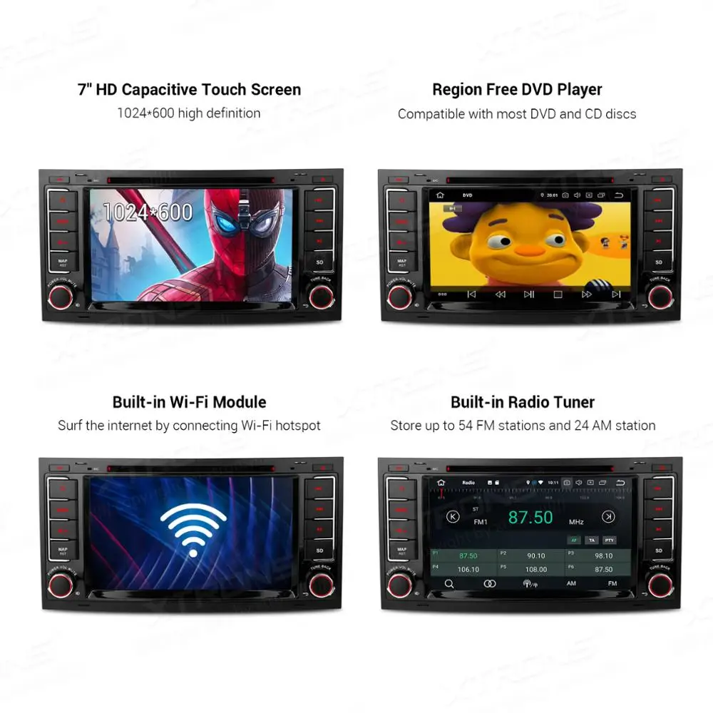 Top XTRONS 7" Android 9.0 Octa Core 64G ROM 4G RAM Car DVD Player Multimedia GPS System Custom Fit for Volkswagen 2004-2011 2