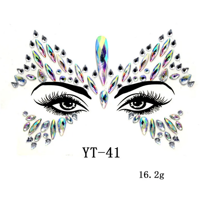 B2V7003Z12 Наклейки для украшения лица, тату, сверло для лица, натуральная смола, стикер для женщин, сделай сам, красота, макияж, маскарад, вечерние, хрустальные наклейки s - Цвет: B2V7003Z12