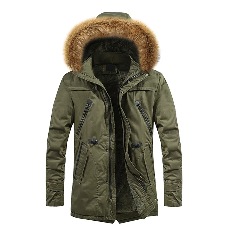 MANTLCONX, Мужская Новая модная зимняя куртка, Мужская Толстая Повседневная Верхняя одежда, куртки, мужские ветрозащитные парки с меховым воротником, мужские пальто - Цвет: Army Green