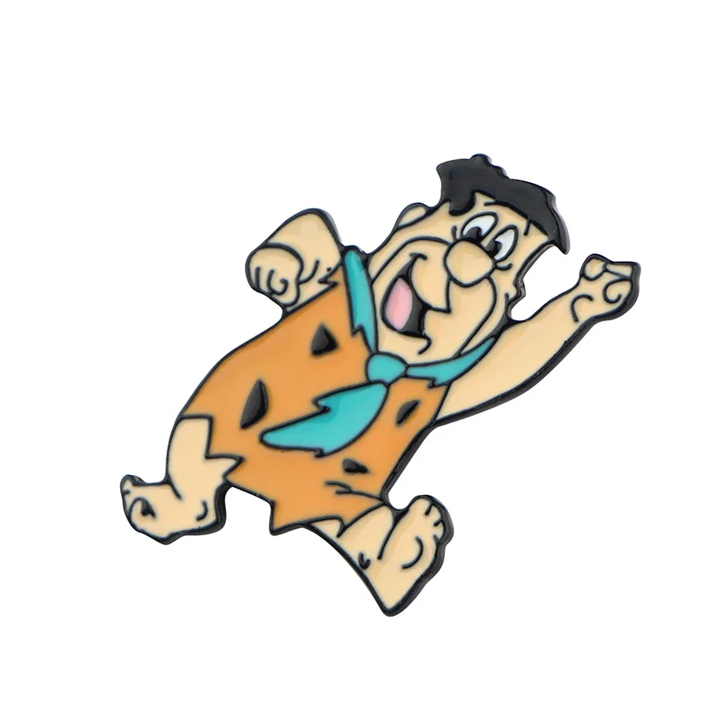 Homegaga Забавный значок из мультфильма «Flintstones», эмалированные булавки, броши, булавка для галстука, значок для рубашки, модный аксессуар, значок на рюкзак и шляпу, D2466