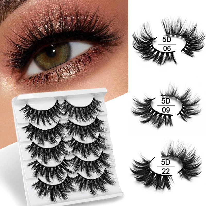 ISEEN 5 Pairs 3D Faux Mink False Eyelashes Natural Lashes 15-25mm Fluffy Dramatic Volume Fake Extension Handmade Eyelash | Красота и