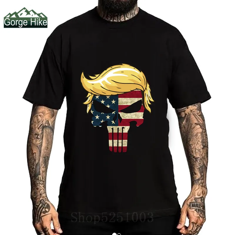 Забавная Американская футболка с 3D изображением волос президента Трампа 2020 года