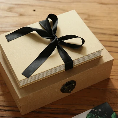album with box Ручной работы бумажный фотоальбом складные страницы DIY Фотоальбом тип пасты серии/пары одноклассника ручной работы Скрапбукинг альбом - Цвет: album with box