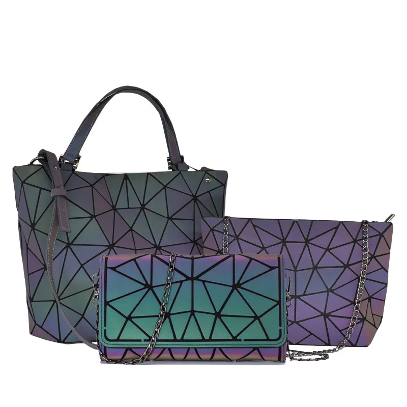 

Women Handbag Set Women Shoulder Bags Luxury Designer Folding Crossbody Bag Female Purse And Wallet For Ladies Luminous Tote Bag